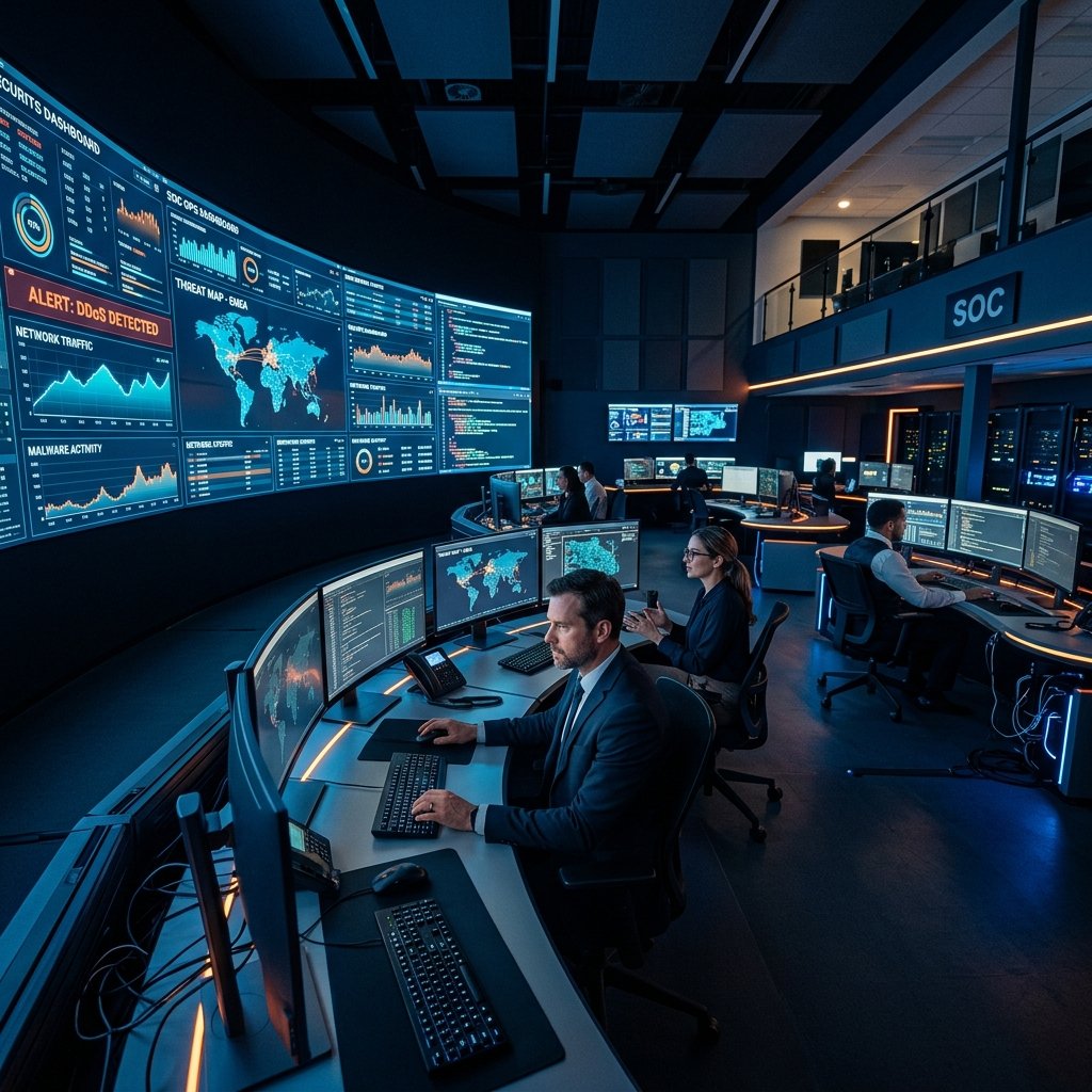 Security operations center receiving and processing SIEM alerts